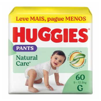 Fralda Roupinha Huggies Natural Care G 60 Unidades