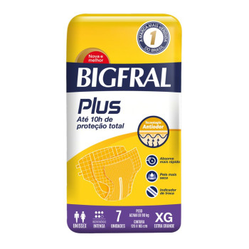 Fralda Geriátrica Unissex Bigfral Derma Plus Adulto XG 7 unidades