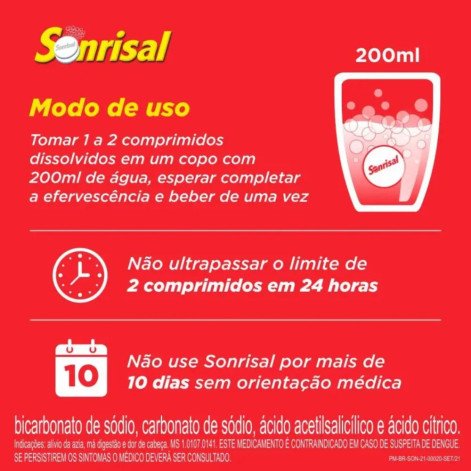 Sonrisal Dupla Ação Sabor Limão 10 comprimidos