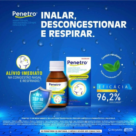 Penetro 33mg/ml + 22mg/ml + 22mg/ml Descongestionante Solução Via Inalatória 45ml