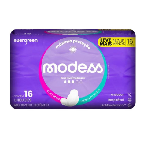 Absorvente Modess Suave com Abas 16 Unidades