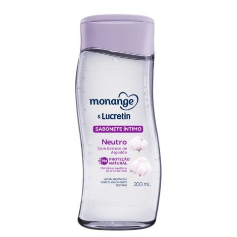 Sabonete Líquido Íntimo Monange e Lucretin Neutro 200ml
