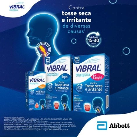 Vibral 3mg/ml Sabor Framboesa Xarope Adulto 120ml