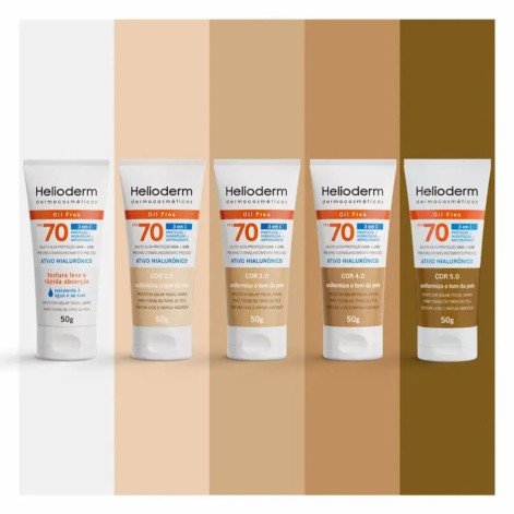 Protetor Solar Facial Helioderm FPS 70 Ativo Hialurônico Bege Claro 50g