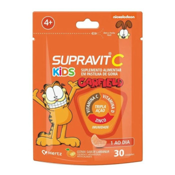 Suplemento Alimentar Supravit C Kids Tripla Ação Sabor Laranja Garfield 30 Gomas