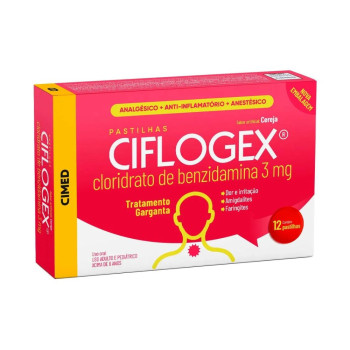 Pastilha Ciflogex 3mg Sabor Cereja 12 unidades