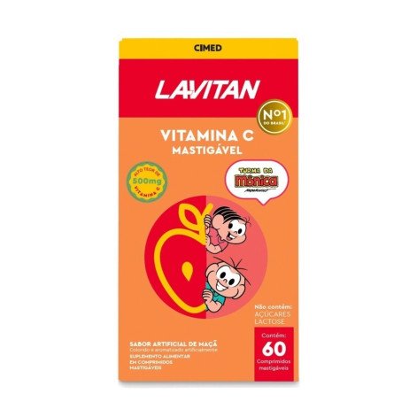 Suplemento Alimentar Lavitan Vitamina C 500mg Turma da Mônica Sabor Maçã 60 Comprimidos Mastigáveis