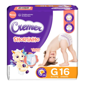 Fralda Cremer Shortinho Jumbinho G 16 Unidades