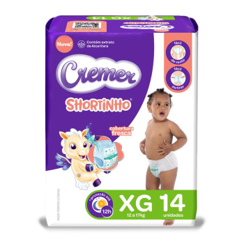Fralda Cremer Shortinho Jbinho Xg 14Un