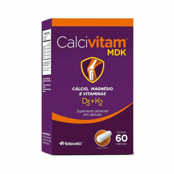 Calcivitam MDK Herbamed Cálcio Magnésio Vitamina D3 e K2 60 Cápsulas
