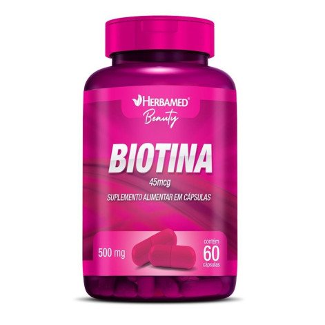 Suplemento Alimentar Herbamed Beauty Biotina 45mg 60 Cápsulas