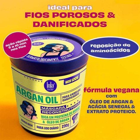 Máscara de Cabelo Reconstrutora Lola Cosmetics Argan Oil 230g