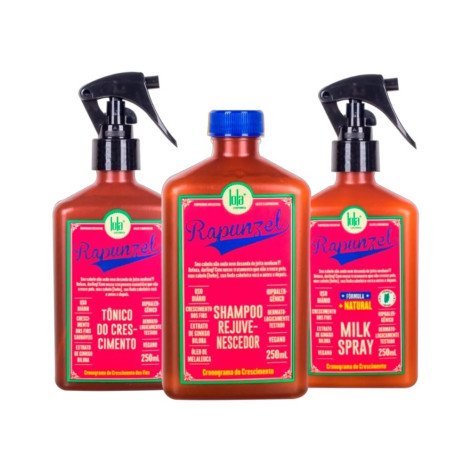 Kit Lola Cabelo De Conto De Fadas Rapunzel Shampoo Rejuvenescedor 250ml + Milk Spray 250ml + Tônico Do Crescimento 250ml