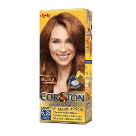 Tinta de Cabelo Permanente Cor&Ton Niely - 6.35 Castanho Iluminado Caramelo