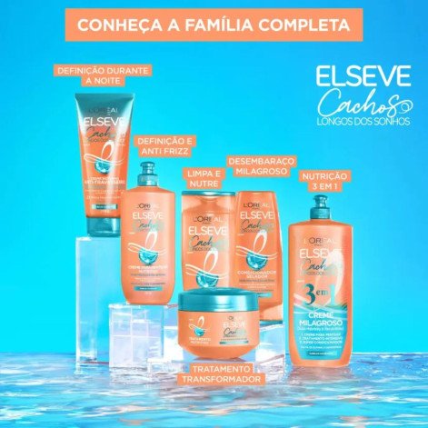 Creme Milagroso 3 em 1 Cabelo Cacheado L'Oréal Paris Elseve Cachos Longos dos Sonhos 500ml