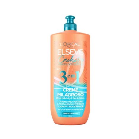 Creme Milagroso 3 em 1 Cabelo Cacheado L'Oréal Paris Elseve Cachos Longos dos Sonhos 500ml