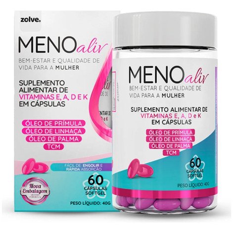 Polivitamínico Meno Aliv Tripla Ação Vitaminas E, A, D, E e K 60 cápsulas