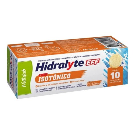 Hidralyte EFF 3 em 1 Natulab Isotônico Laranja 10 Comprimidos Efervescentes
