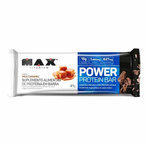 Barra de Proteína Max Titanium Power Protein Bar Milk Caramel 41g