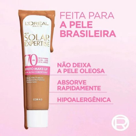 Protetor Solar Facial L’Oréal Paris Solar Expertise Efeito Make Up FPS70 Cor 4.0 30g