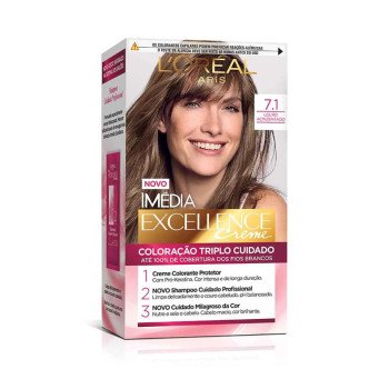 Tinta de Cabelo Permanente Imédia Excellence L'Oréal Paris Creme - 7.1 Louro Acinzentado