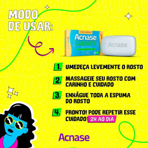  Sabonete Facial Acnase Clean Limpeza Profunda com 80g