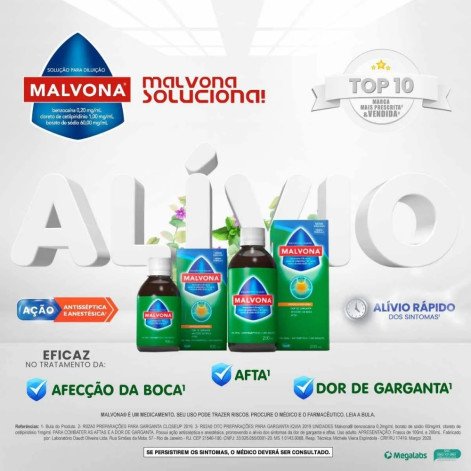  Solução Antisséptica Bucal Malvona com 100ml