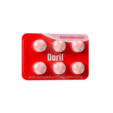 Doril Acido Acetilsalicilico 500mg + Cafeína 30mg 6 Comprimidos