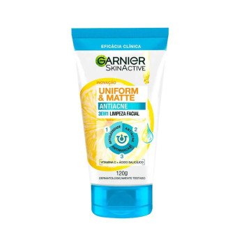 Esfoliante Garnier Uniform & Matte Antiacne 3 em 1 Limpeza Facial 120g