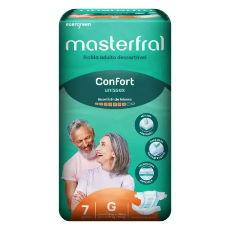 Fralda Geriátrica Masterfral Confort Unissex G 7 Unidades