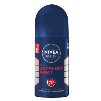  Desodorante Antitranspirante Roll-On Nivea Men Active Dry Impact 72h Sem Álcool 50ml