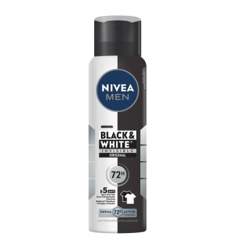  Desodorante Antitranspirante Aerosol Nivea Men Black & White Invisible 72h 150ml