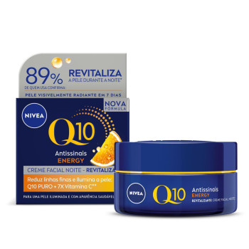 Creme Facial Nivea Q10 Energy Antissinais Noturno Vitamina C e E 50g