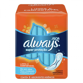 Absorvente Always Super Prot Seca S/Aba C/8Un