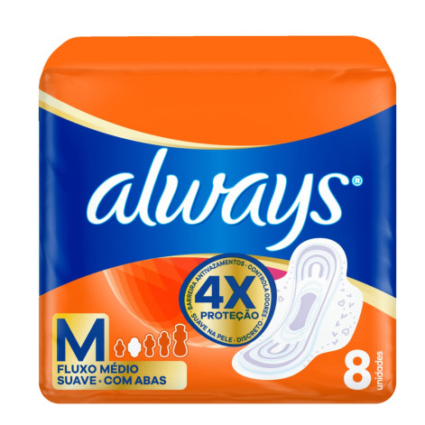 Absorvente Always Maxima Proteção Com Abas Suave 8 Unidades