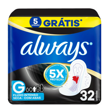Absorvente Always Noite Tranquila Com Abas Seca 32 Unidades