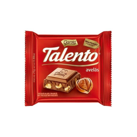 Talento Tab Garoto Leite E Avelãs 25G