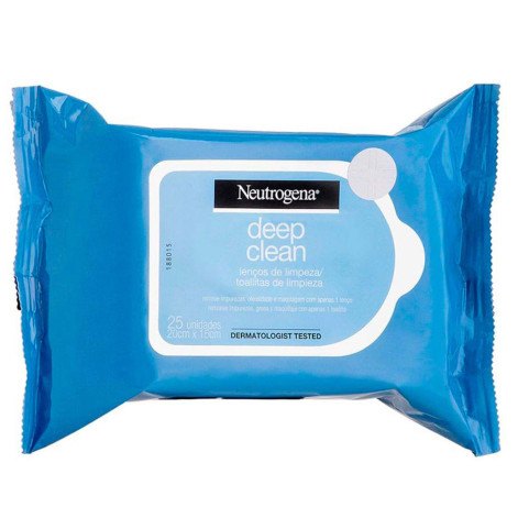 Lenço Demaquilante Neutrogena Deep Clean com 25 unidades