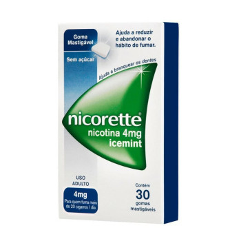 Nicorette Icemint 4mg Goma Mastigável para Parar de Fumar 30 unidades