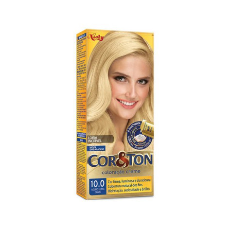  Tinta de Cabelo Permanente Cor&Ton Niely - 10.0 Louro Ultra Claro