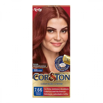 Tinta de Cabelo Permanente Cor&Ton Niely - 7.66 Vermelho Intenso