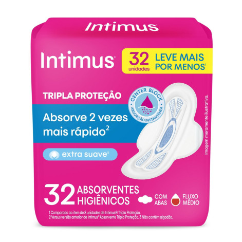 Absorvente Intimus Gel Suave com Abas 32 Unidades