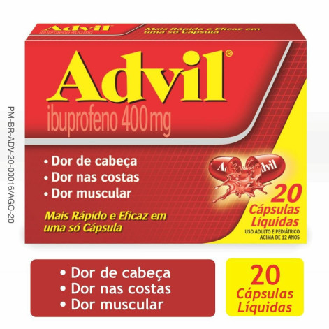 Advil Ibuprofeno 400mg 20 Cápsulas