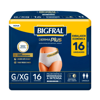 Roupa Íntima Bigfral Derma Plus G/XG Unissex 16 Unidades