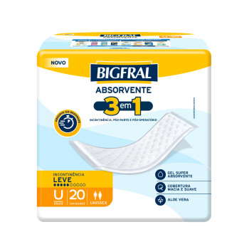 Absorvente Adulto Bigfral 3 em 1 Unissex 20 Unidades