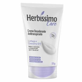  Desodorante Antitranspirante Creme Herbíssimo Care Linhaça e Coenzima Q10 72h 55g