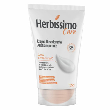 Desodorante Antitranspirante Creme Herbíssimo Care Coco e Vitamina C 72h 55g