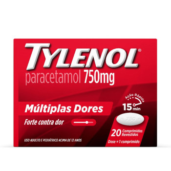 Tylenol Paracetamol 750mg Analgésico 20 comprimidos
