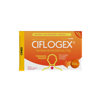 Pastilha De Garganta Ciflogex 3mg Laranja Com 12 Pastilhas
