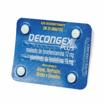 Decongex Plus 1 Cartela Ache 12mg+ 15mg com 4 comprimidos